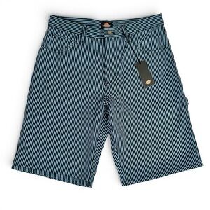 NWT DICKIES Men’s Cargo Shorts Hickory Stripe Carolina Blue & Black Size 30